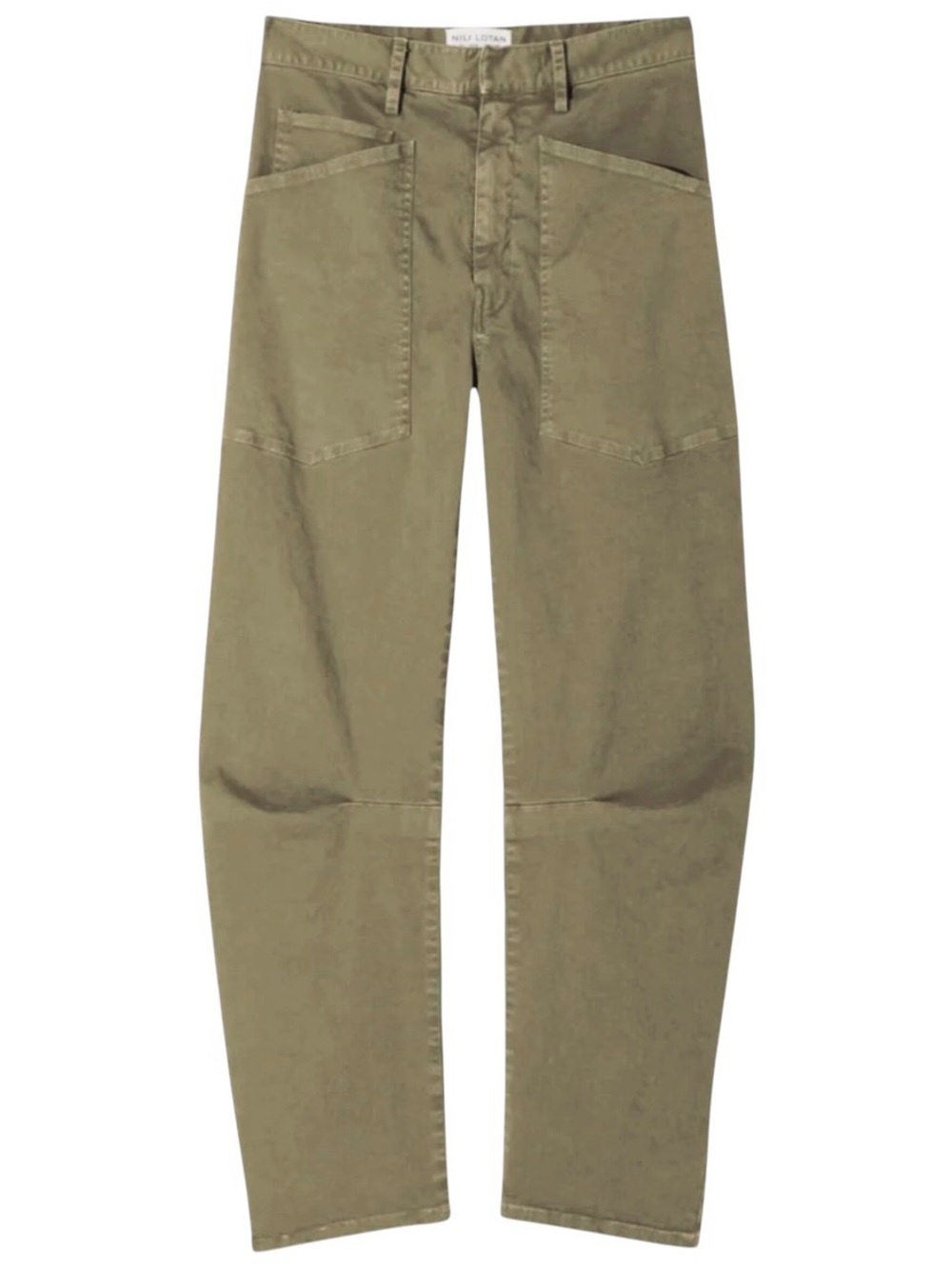 Nili Lotan Shon Pant Military Green Cotton Barrel Leg Size 12